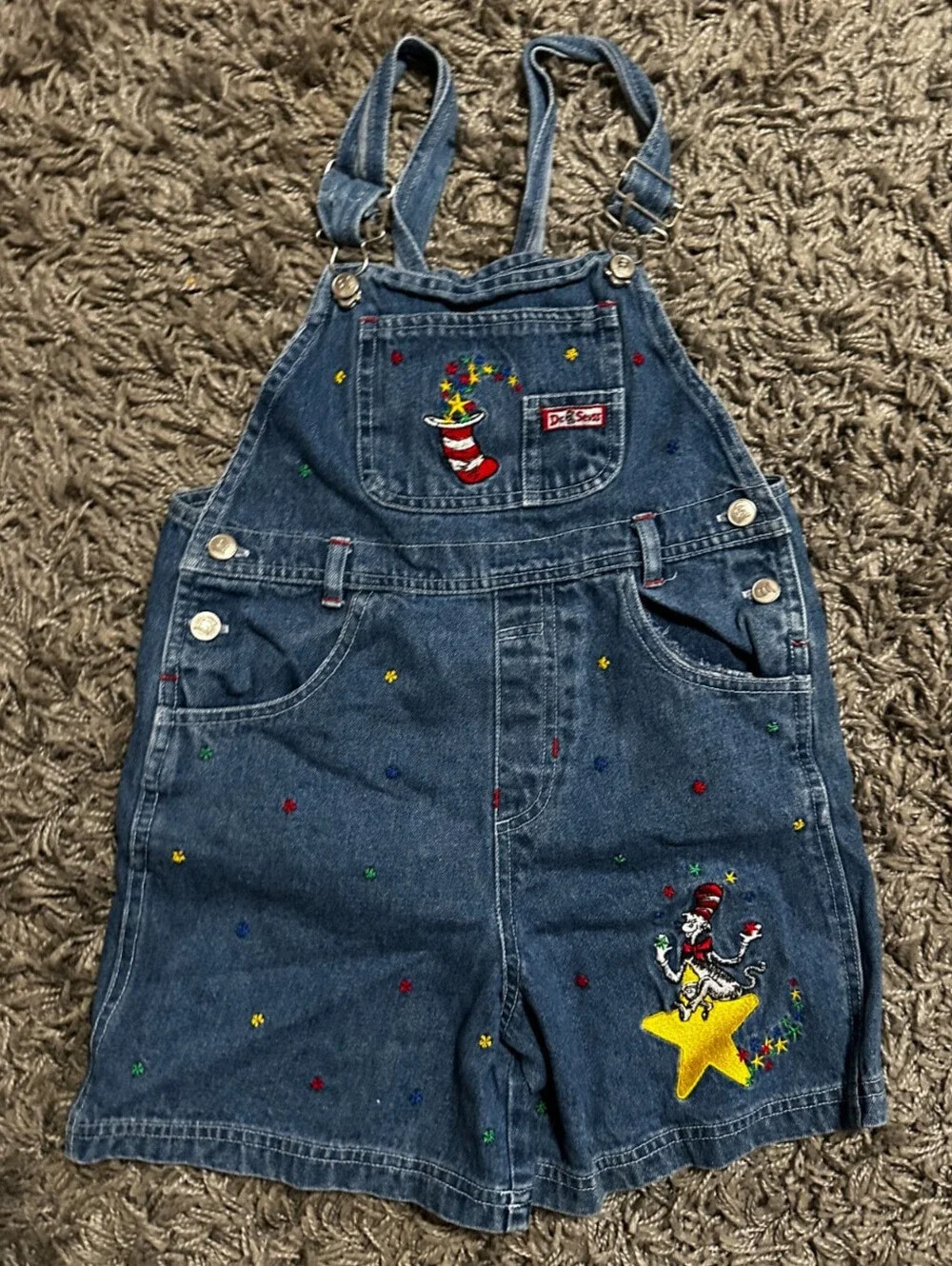 Rare Vintage 1990s Dr. Seuss Kids Overalls Size 6